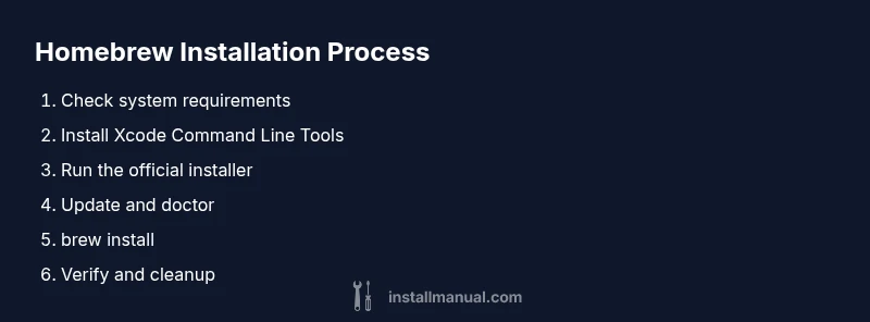 Process infographic showing Homebrew installation steps