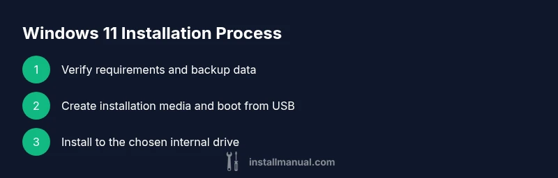 Process diagram showing Windows 11 installation steps
