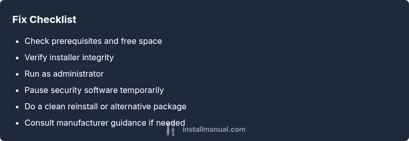 Checklist for fixing installation stops