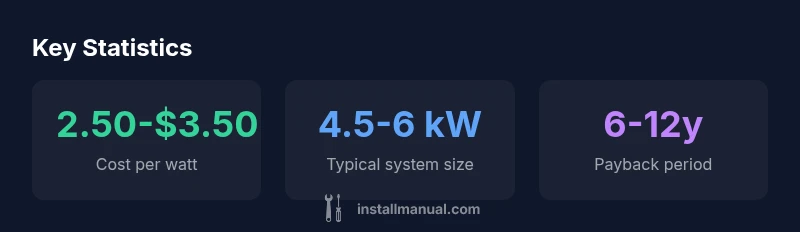 Infographic showing cost per watt, typical system size, and payback period for solar installations